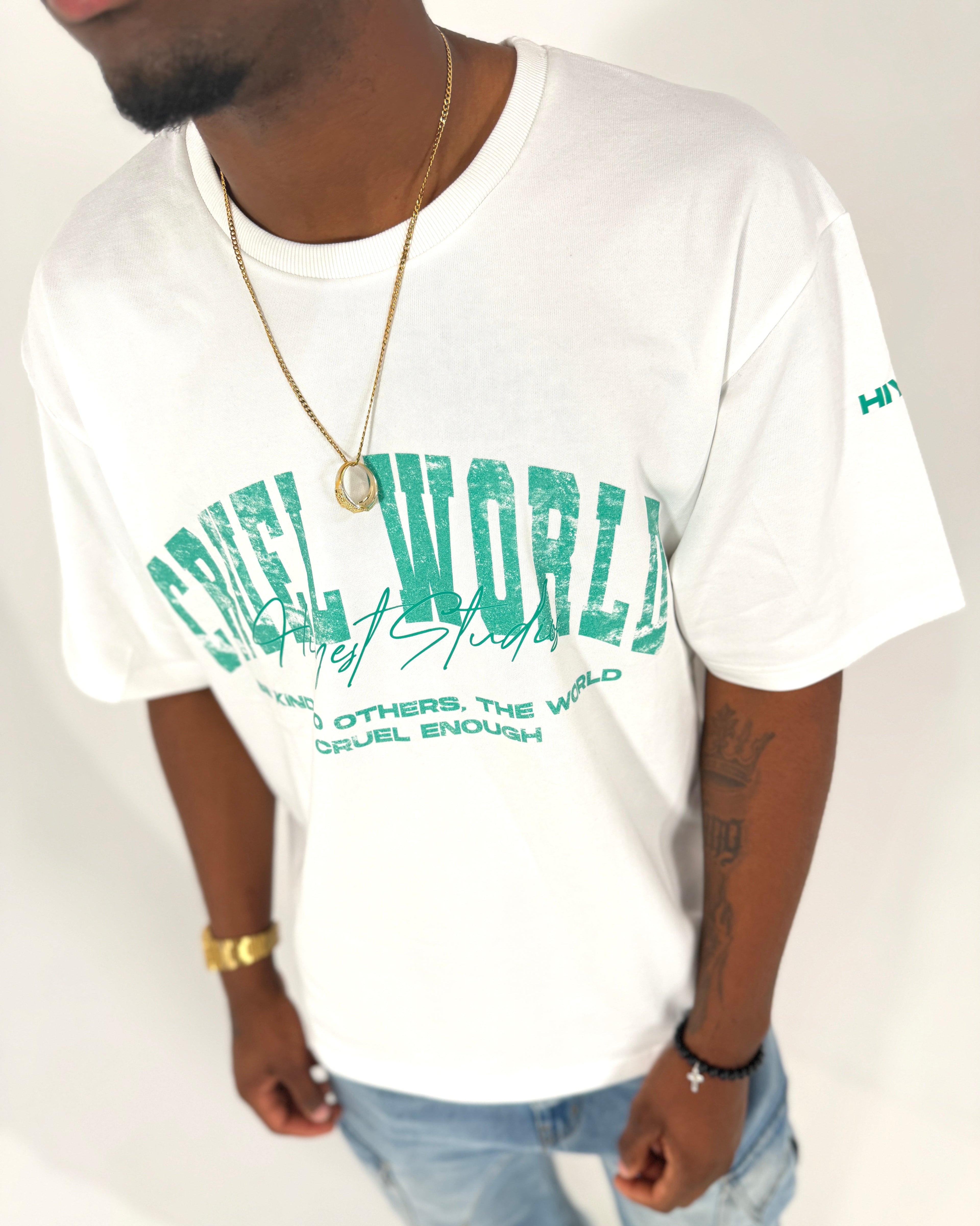 "CRUEL WORLD" WHITE T-SHIRT (HIYEST)